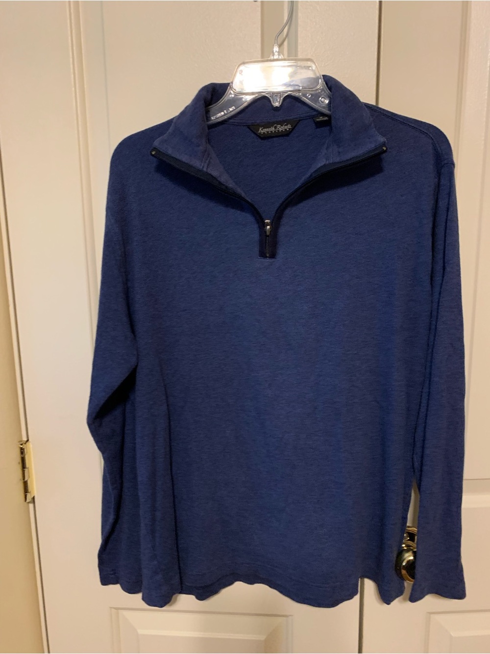 Kenneth Roberts Platinum Pullover Blue 1/4 Zip Mock Neck 25” Long